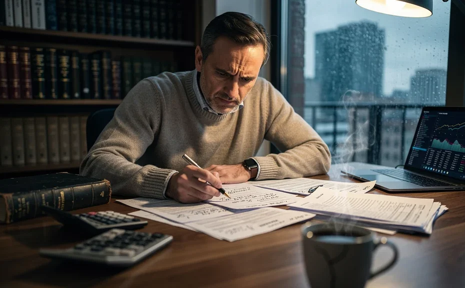 Entrepreneur réfléchissant aux erreurs fiscales sans simulateur fiable avant choix de statut financier
