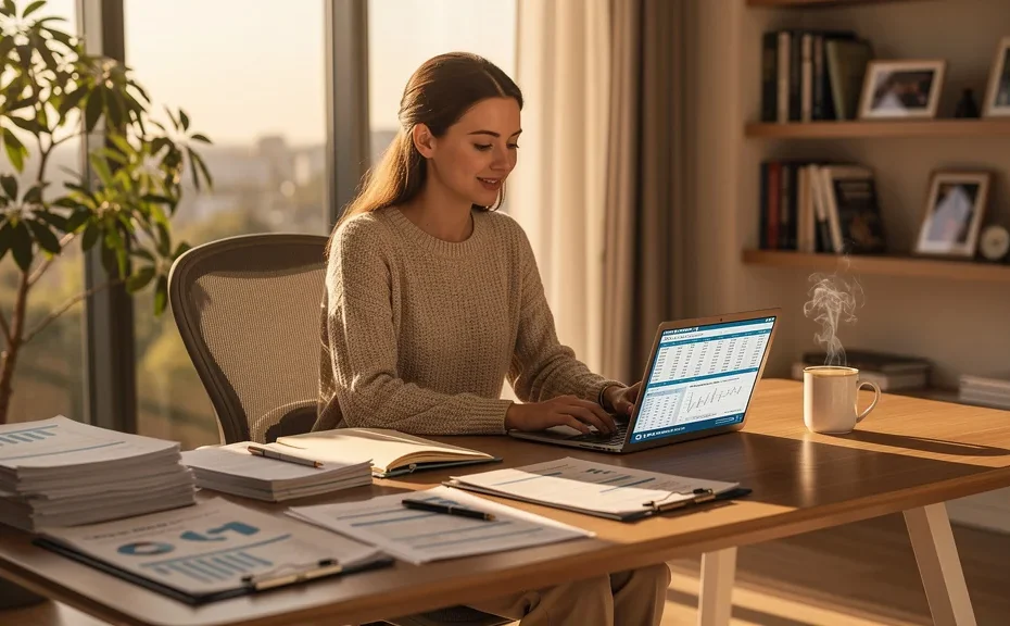 Bureau paisible illustrant comment boucler les comptes en fin de mois a calmé mon stress